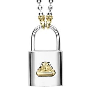 Lagos Beloved Large Lock Sterling Silver With 18k Gold Locket 16-18”Ball Chain